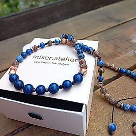 ' LAPİS LAZULI &amp; JASPER ' ERKEK KOLYE