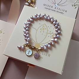 SUGAR PINK&amp;LILAC  HARFLİ BİLEKLİK 