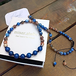 ' LAPİS LAZULI &amp; JASPER ' ERKEK KOLYE