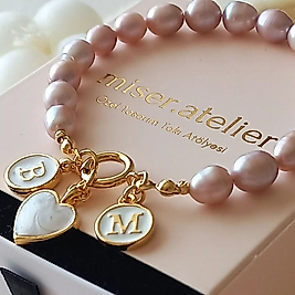 ' PINK~2 'HARFLİ İNCİ BİLEKLİK 